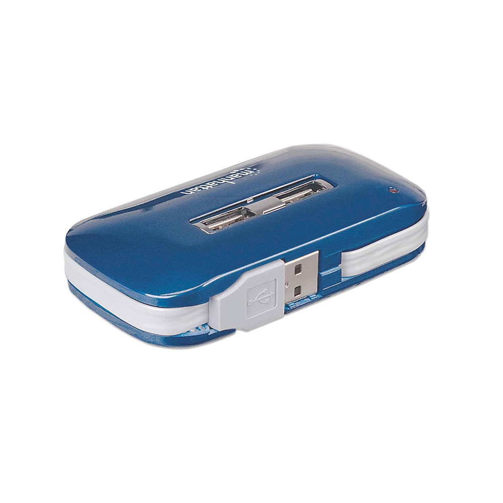 HUB MANHATTAN USB V2.0 7 PTOS AZUL CON FUENTE 161039