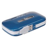 HUB MANHATTAN USB V2.0 7 PTOS AZUL CON FUENTE 161039