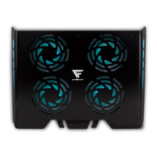BASE ENFRIADORA GAME FACTOR CPG400 4 VENT RGB, USB, ALUMINIO, NEGRO