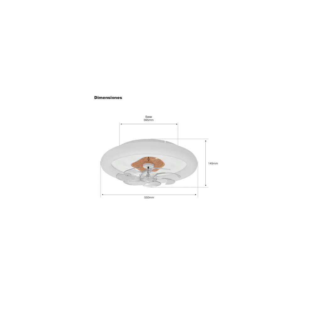 Ventilador de Techo con Luminario LED de 110 V CA 50/60 Hz / 88 W /450