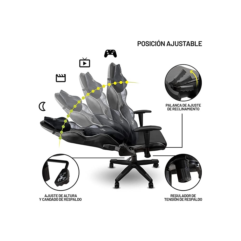 SILLA GAMING YEYIAN YSG-71311 GERD, 4D N/OXF TACTO PIEL, SOPORTA 150KG