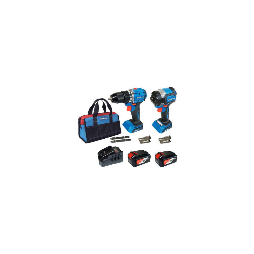 Kit Taladro Percutor y Atornillador de Impacto 20V / Motor Brushless /