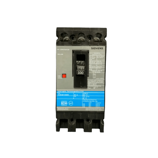 Interruptor Termomagnético ED6 600V 3X100A, Sin zapatas principales.