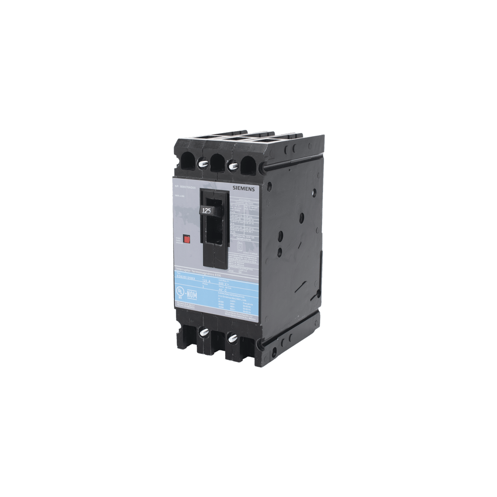 Interruptor Termomagnético ED6 600V 3X125A, Sin zapatas principales.