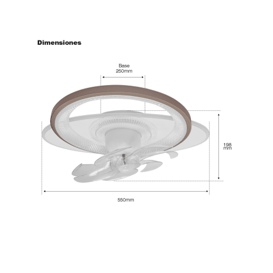 Ventilador de Techo con Luminario LED de 110 V CA 50/60 Hz / 88 W /450