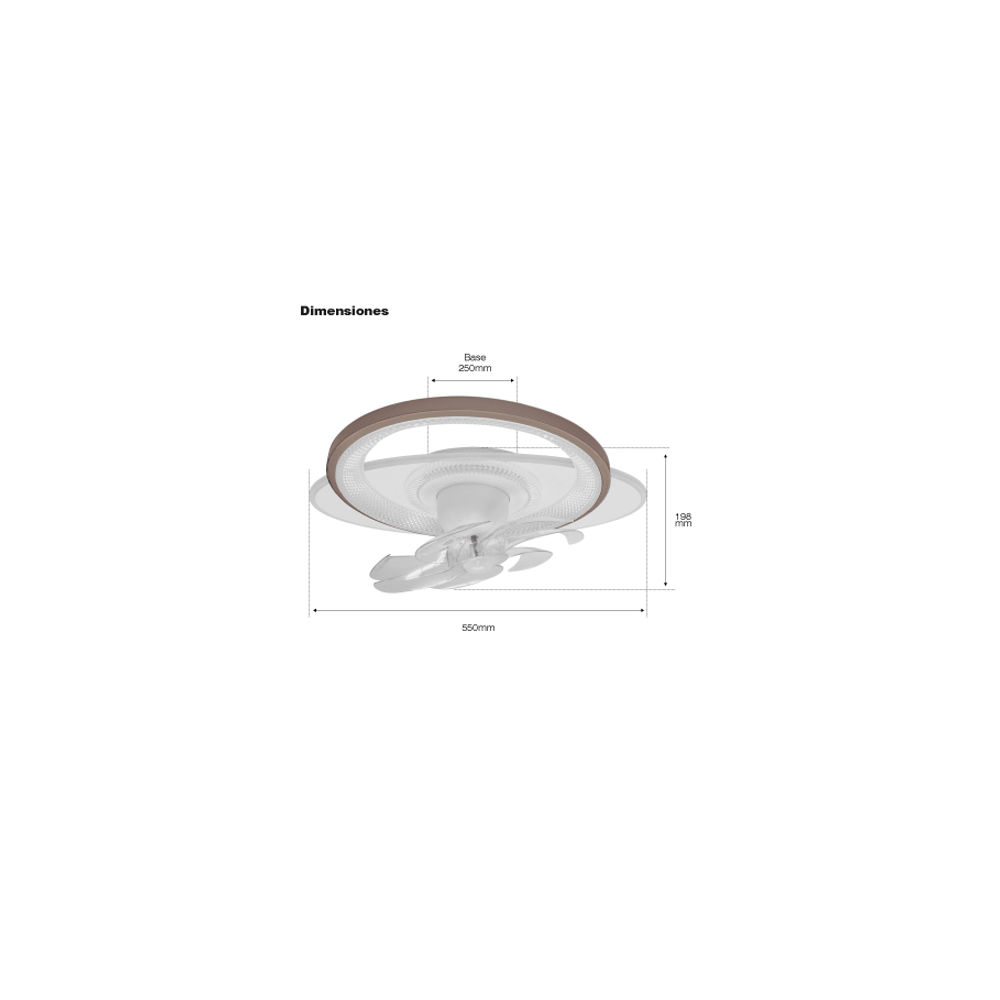 Ventilador de Techo con Luminario LED de 110 V CA 50/60 Hz / 88 W /450