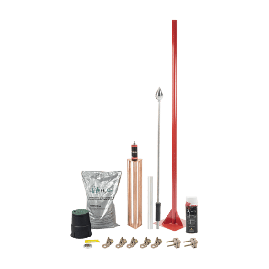 Kit Pararrayo con Punta en Aluminio con Accesorios para Protección de