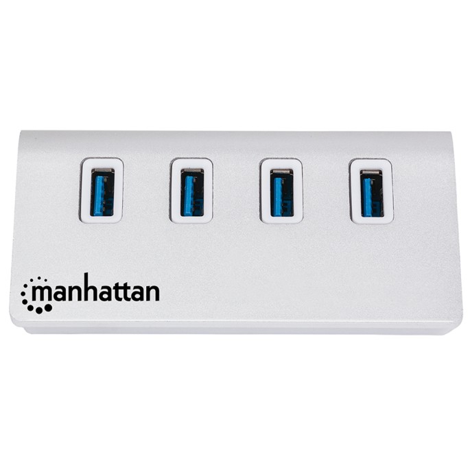 HUB MANHATTAN USB V3.0 CHASIS DE ALUMINIO 4 PUERTOS C/FUENTE 163767