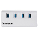 HUB MANHATTAN USB V3.0 CHASIS DE ALUMINIO 4 PUERTOS C/FUENTE 163767