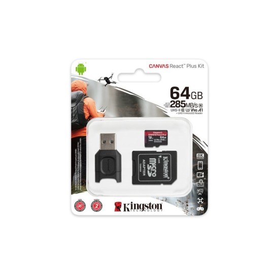 MEMORIA KINGSTON MICRO SDCR2 REACT PLUS + LECTOR MLPM (MLPMR2/64GB)