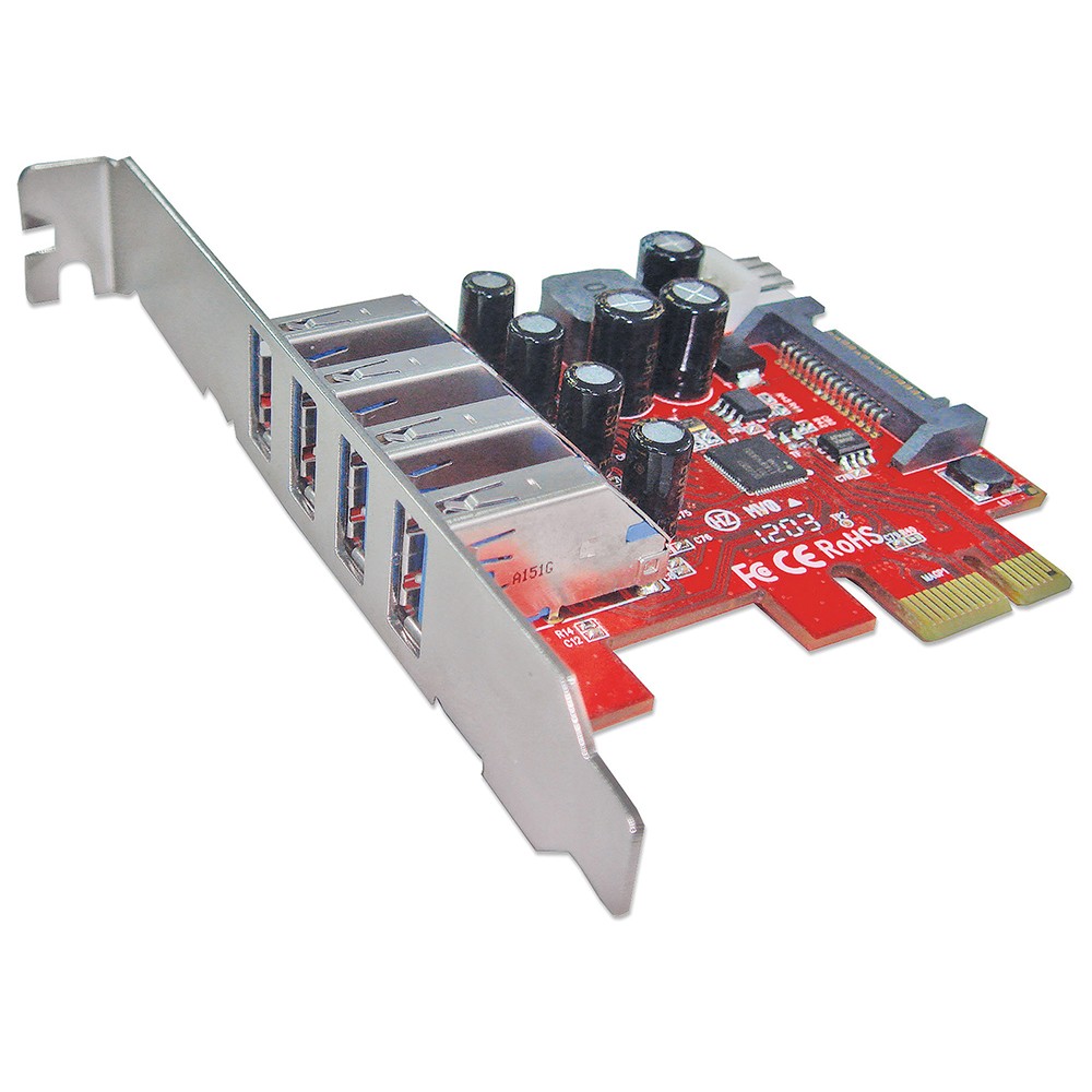 TARJETA USB 3.0 MANHATTAN PCI-E 4 PTOS BRACKET CORTO 152884