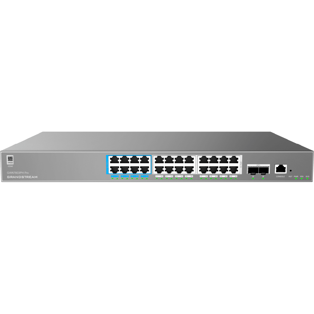 GWN7803PH-Pro, Switch PoE Administrable capa 2++, 24 x GigaEth PoE/PoE