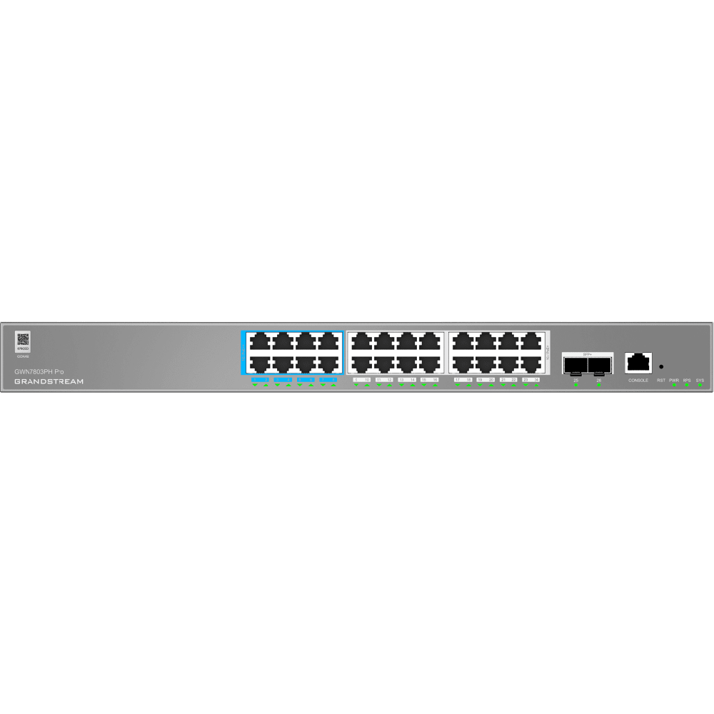 GWN7803PH-Pro, Switch PoE Administrable capa 2++, 24 x GigaEth PoE/PoE