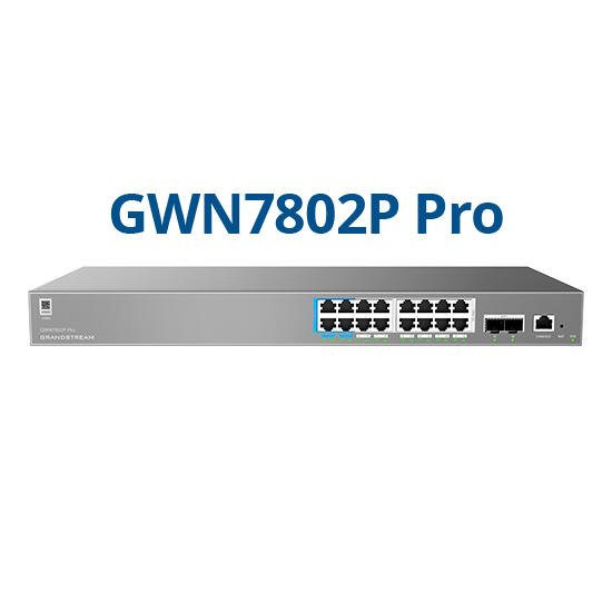 GWN7802P-Pro, Switch PoE Administrable capa 2++, 16 x GigaEth PoE/PoE+