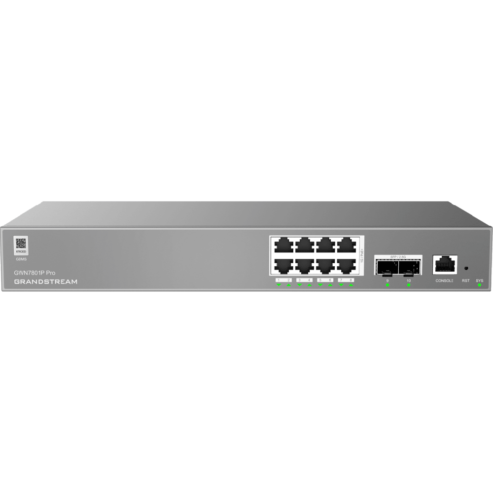GWN7801P-Pro, Switch PoE Administrable capa 2++, 8 x GigaEth PoE/PoE+