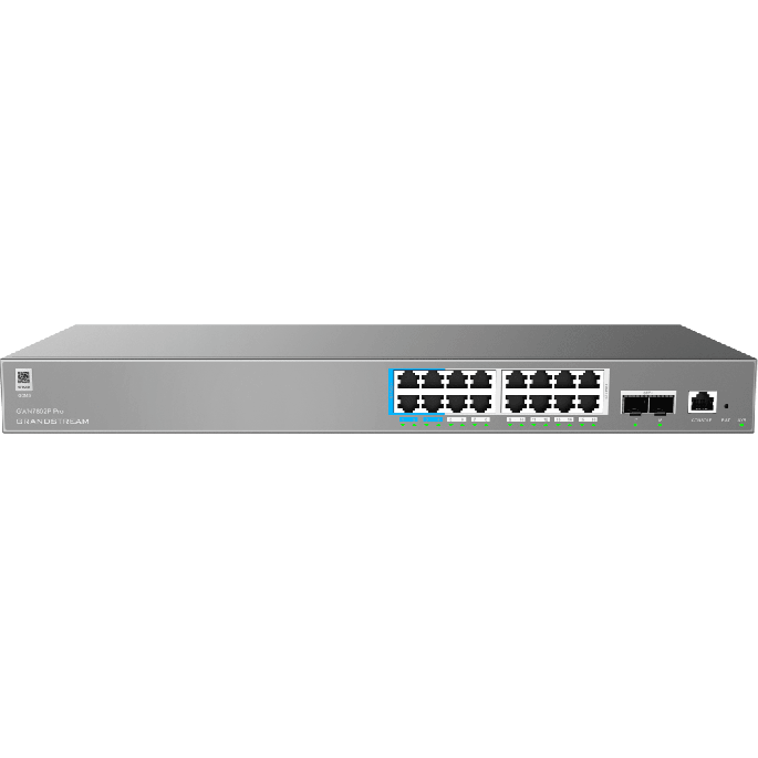 GWN7802P Pro, Switch PoE Administrable capa 2++, 16 x GigaEth PoE/PoE+