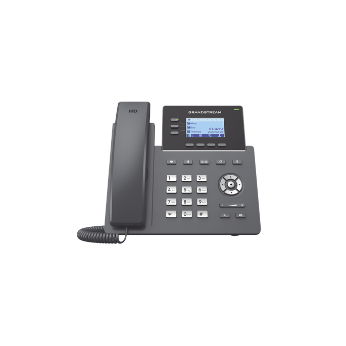 GRP2603, Teléfono IP, 6 cuentas SIP, 3 líneas, No PoE