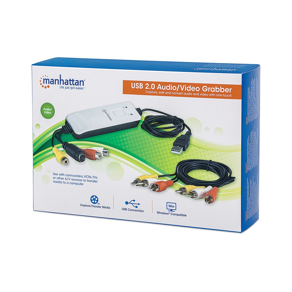 CAPTURADORA DE VIDEO/AUDIO RCA/S-VIDEO A USB MANHATTAN 162579
