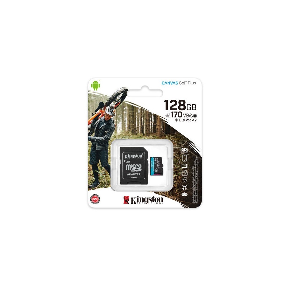 MEMORIA KINGSTON MICRO SDXC CANVAS GO! PLUS 170R A2 U3 V30(SDCG3/128GB