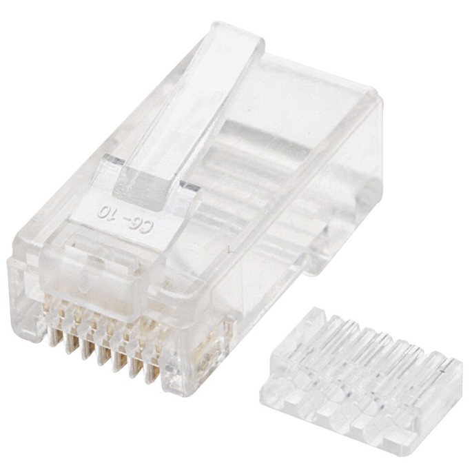 PLUG RJ45 CAT6 SOLIDO BOTE 100PZAS ORO 15-MICRAS INTELLINET 503006