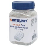 PLUG RJ45 CAT6 SOLIDO BOTE 100PZAS ORO 15-MICRAS INTELLINET 503006