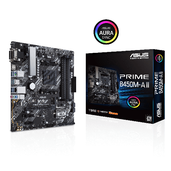 TARJETA MADRE ASUS PRIME B450M-A II AM4 DVI/HDMI /USB 3.2 AURA SYNC
