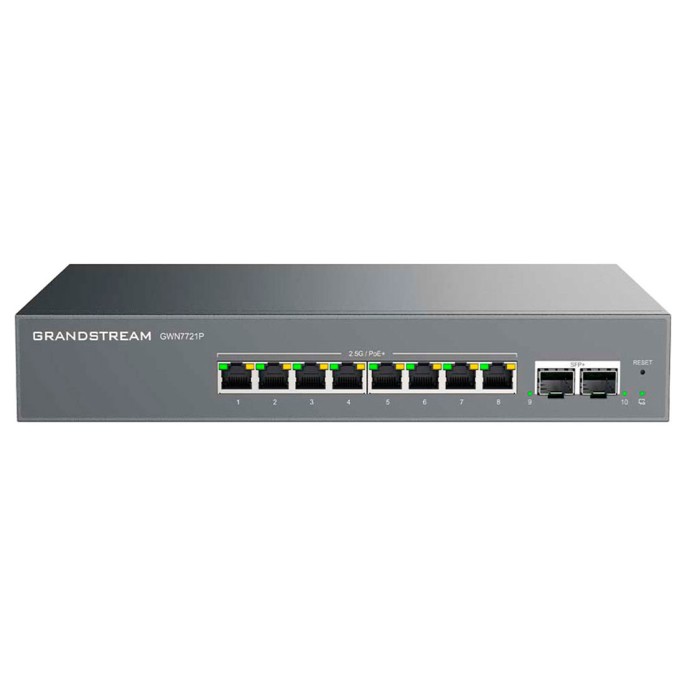 GWN7721P, Switch Administrable Capa 2-lite, 8 puertos 2.5GEth, 8xPoE/a