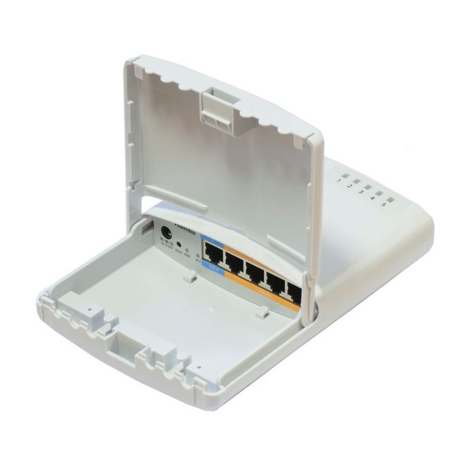 RB750P-PBr2, PowerBox, RB 5 Eth 650Mhz CPU 64MB RAM PoE Pasivo en Eth2