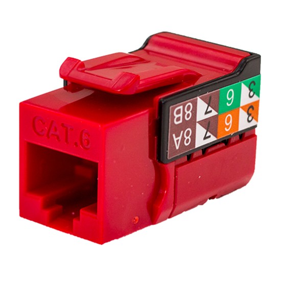 352-V2720/RD, Jacks cat 6 rojo, 1Gb/s a 550mhz, 50 micras baño de oro,